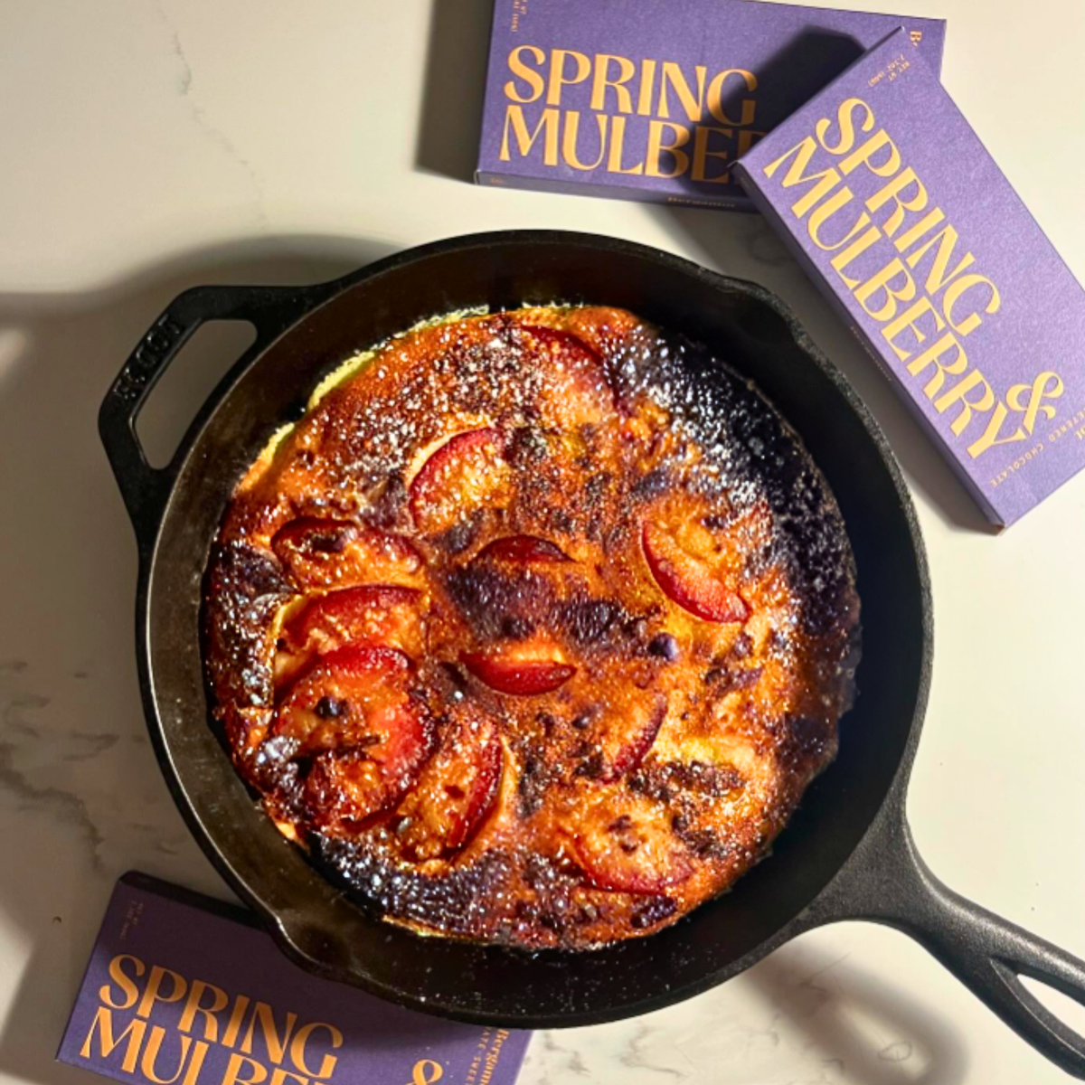 Plum & Bergamot Chocolate Clafoutis