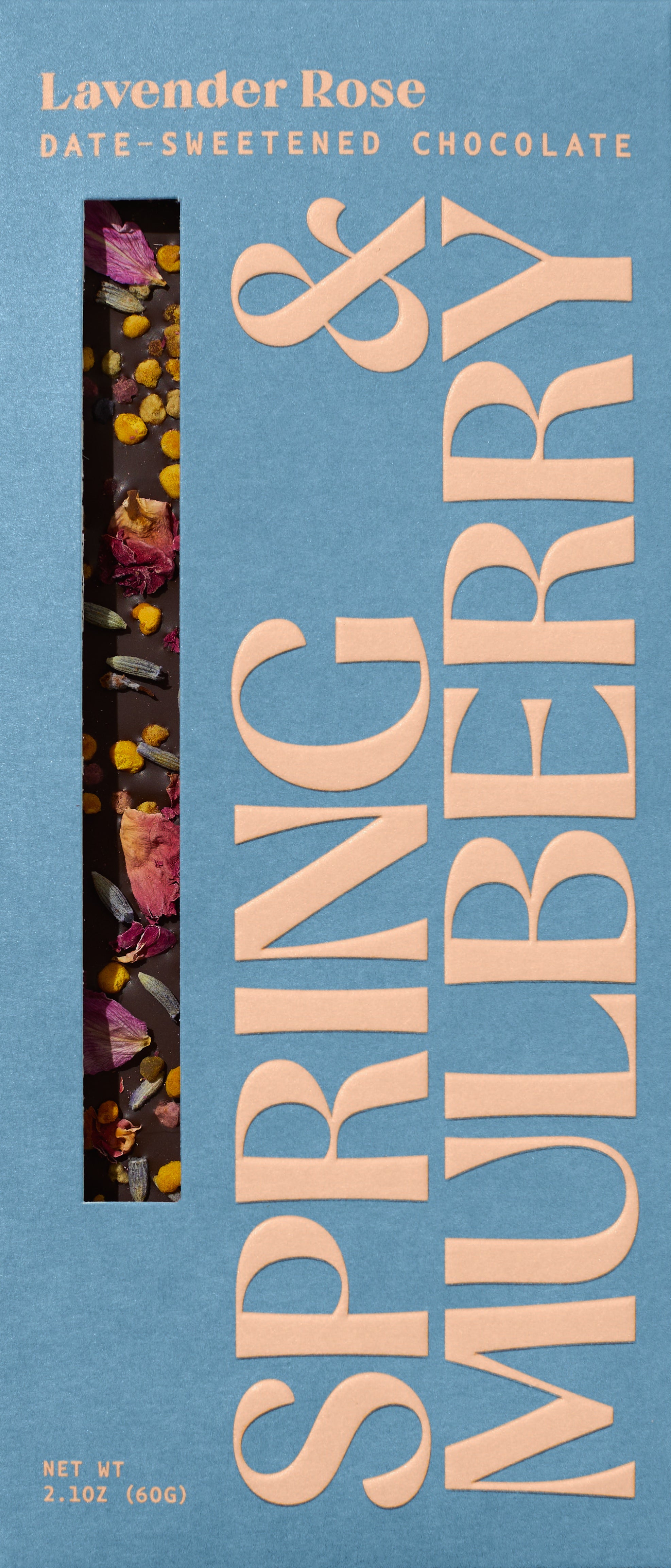 Spring & Mulberry Lavender Rose Chocolate Bar in Light Blue Box