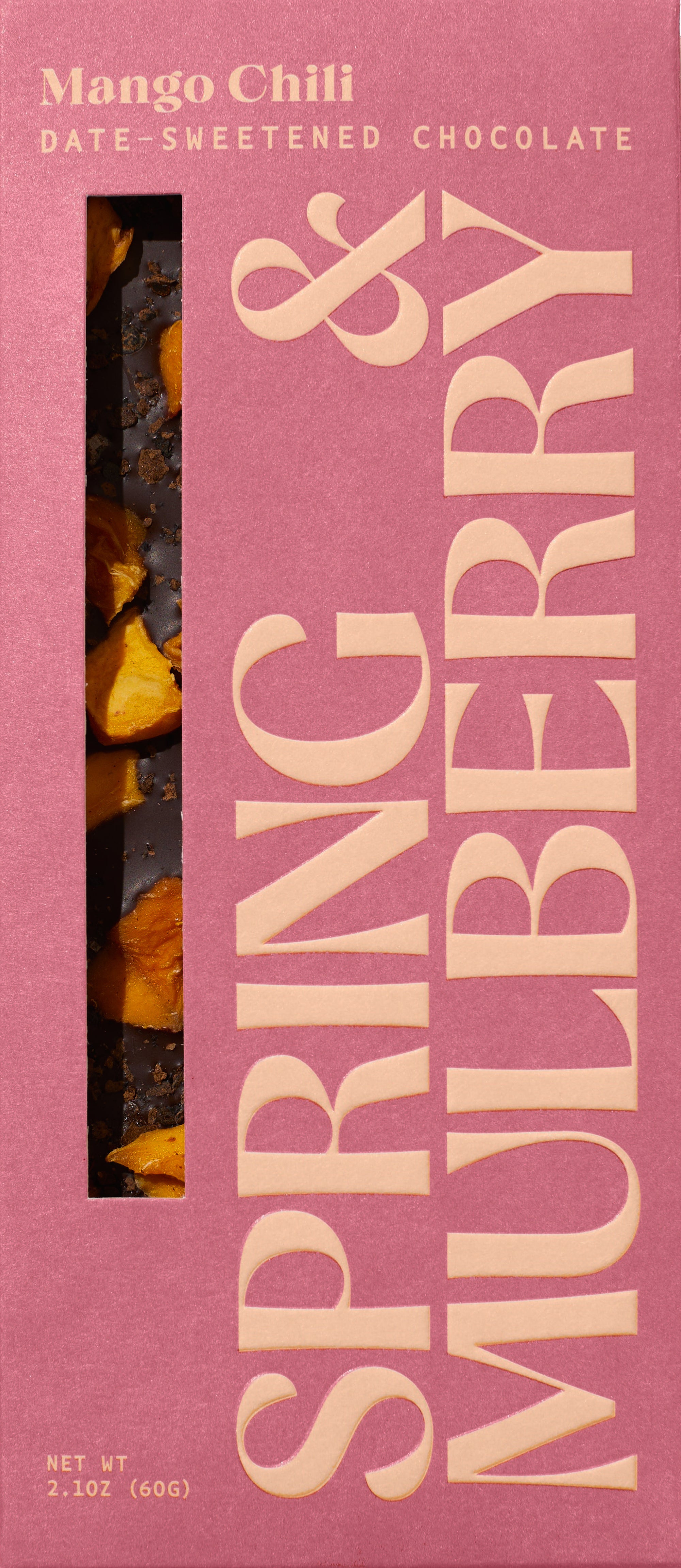 Spring & Mulberry Mango Chili Chocolate Bar in Red Box