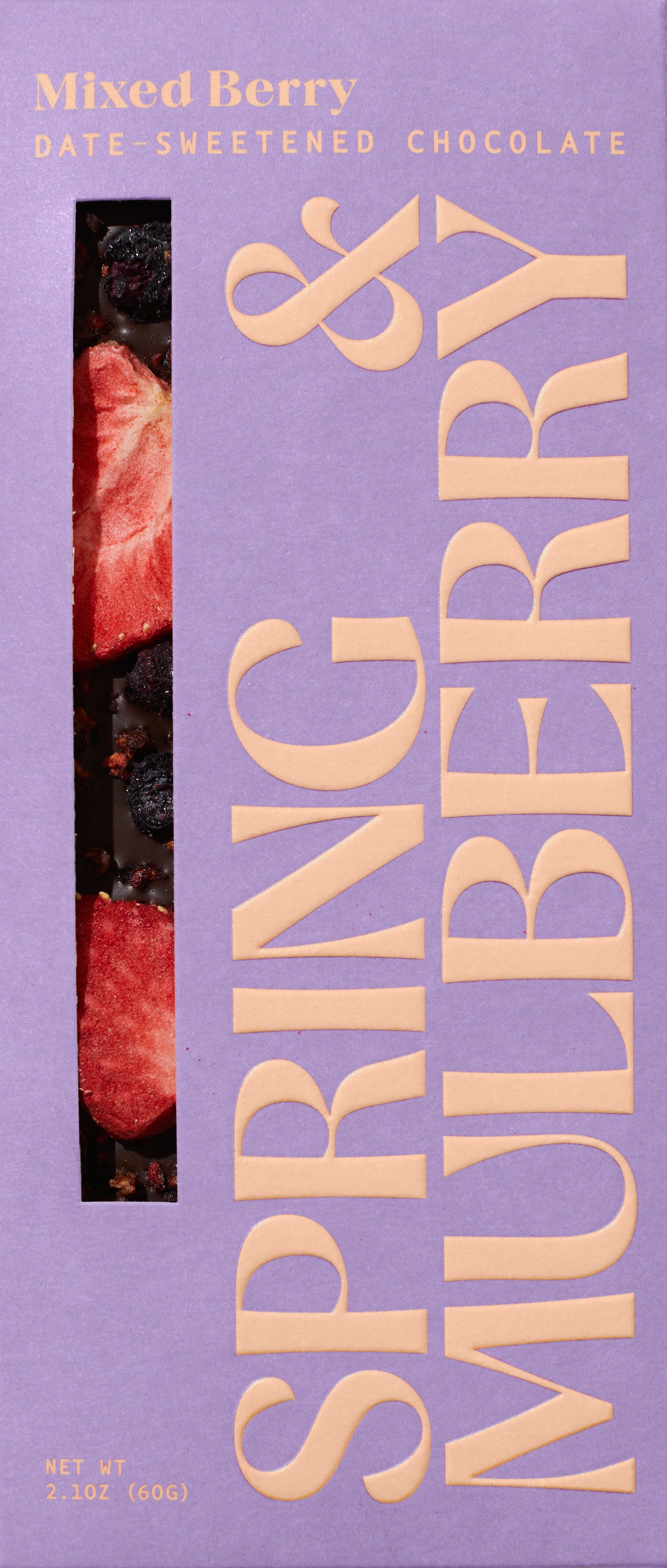 Spring & Mulberry Mixed Berry Chocolate Bar in Purple Box