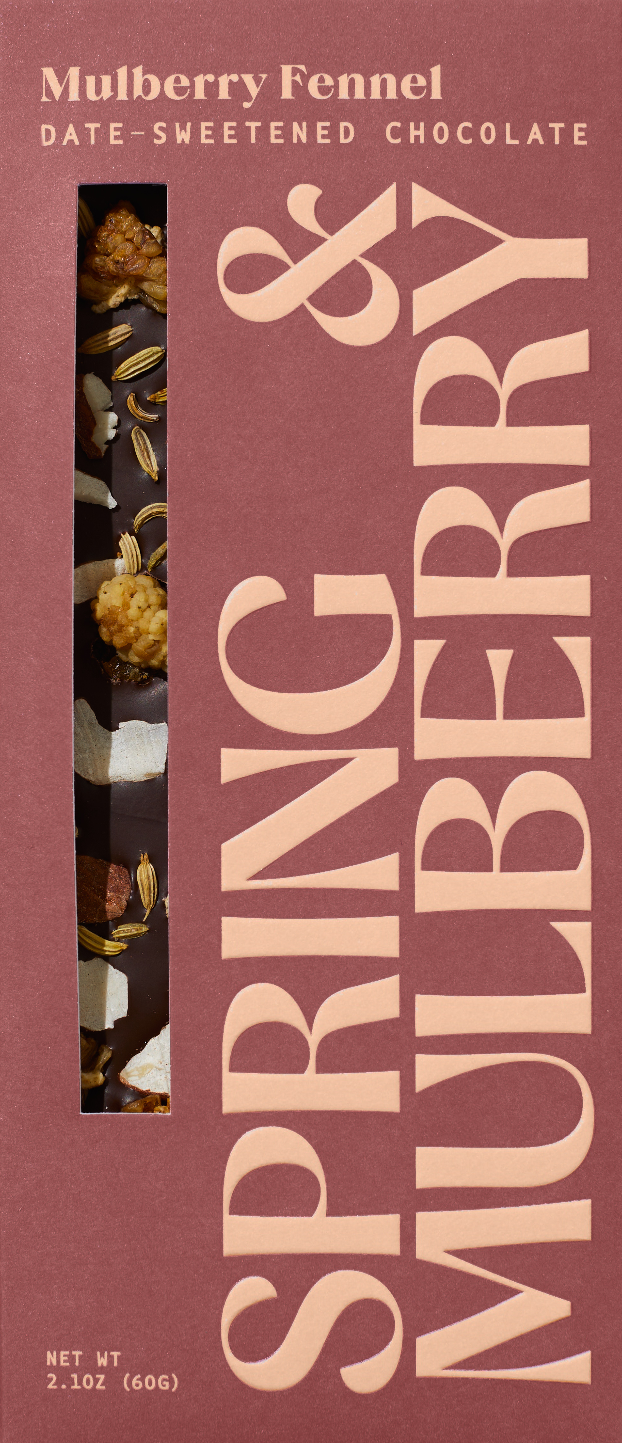 Spring & Mulberry, Mulberry Fennel Chocolate Bar in Burgundy Box