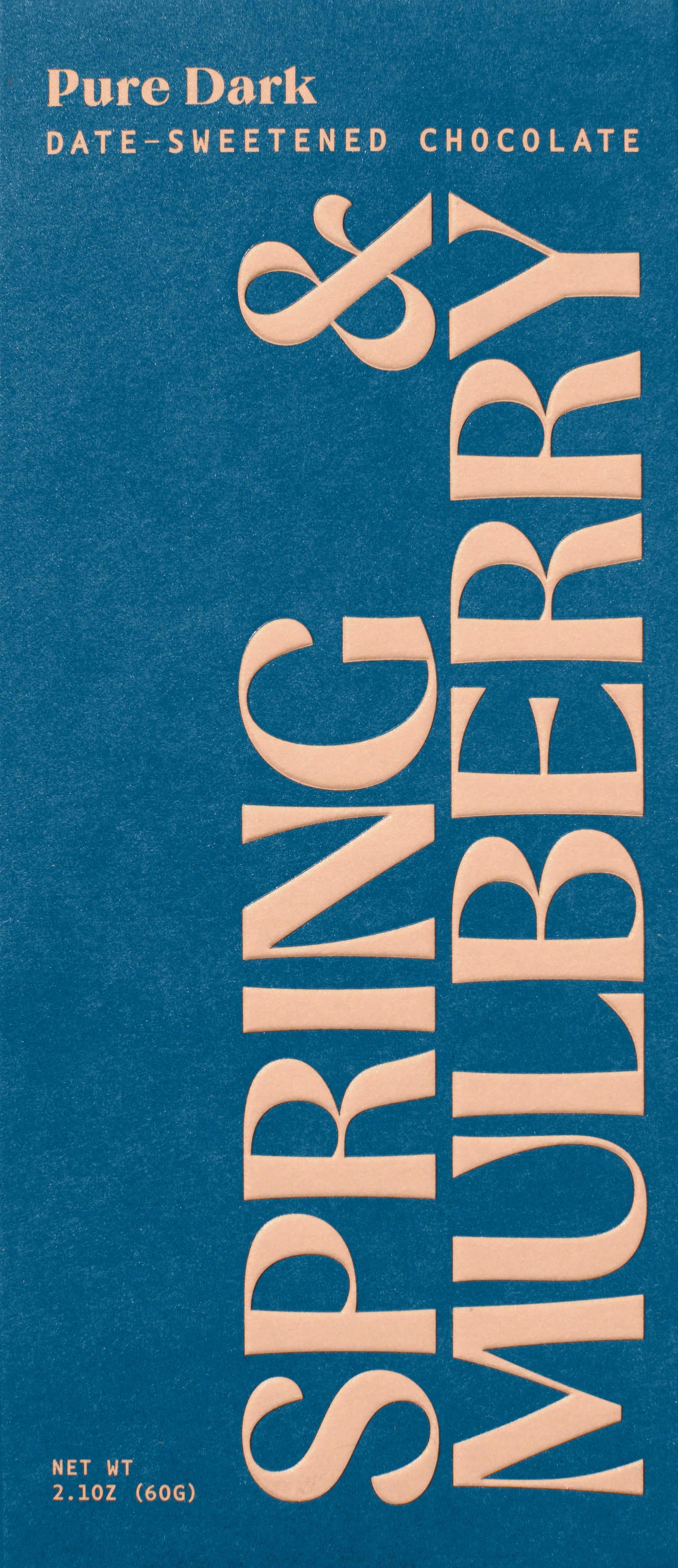 Spring & Mulberry Pure Dark Chocolate Bar in Blue Box